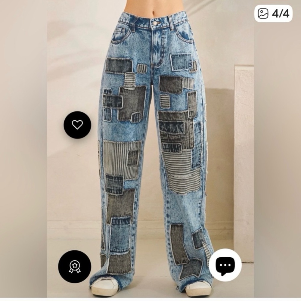 Oli & Hali Patchwork Jeans in Blue and Gray - Picture 4 of 4